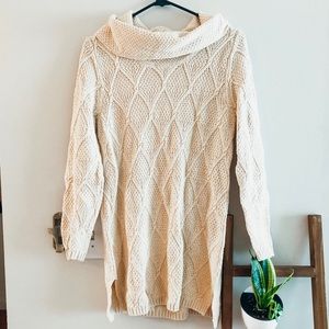 Cream Cowl Neck Long Jeanne Pierre Sweater